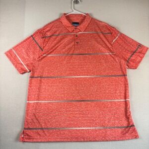 PGA Tour Mens XXL Orange Space Dye Striped Short Sleeve Golf Polo Shirt